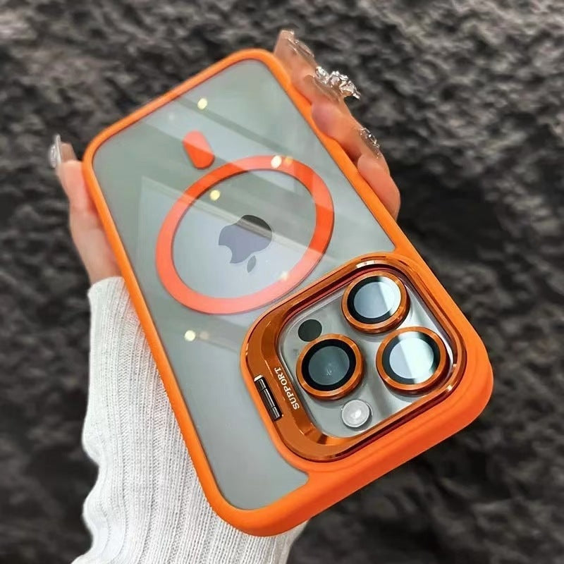 New Shockproof Clear Magnetic Case with Camera Kickstand Lens Cover for iPhone