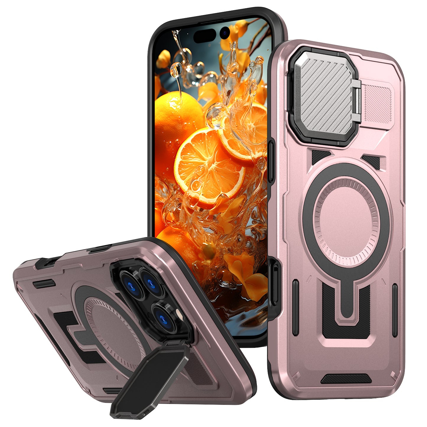 New Lens Bracket Magnetic Military Anti-Fall Phone Case for iPhone 16/16 Pro/16 Plus/16 Pro Max