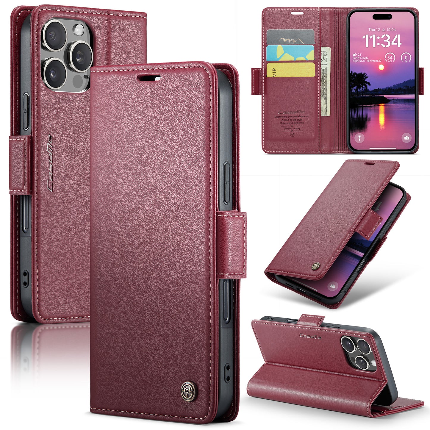 New RFID Blocking Card Holder Wireless Charging Phone Case for iPhone 16 Pro Max