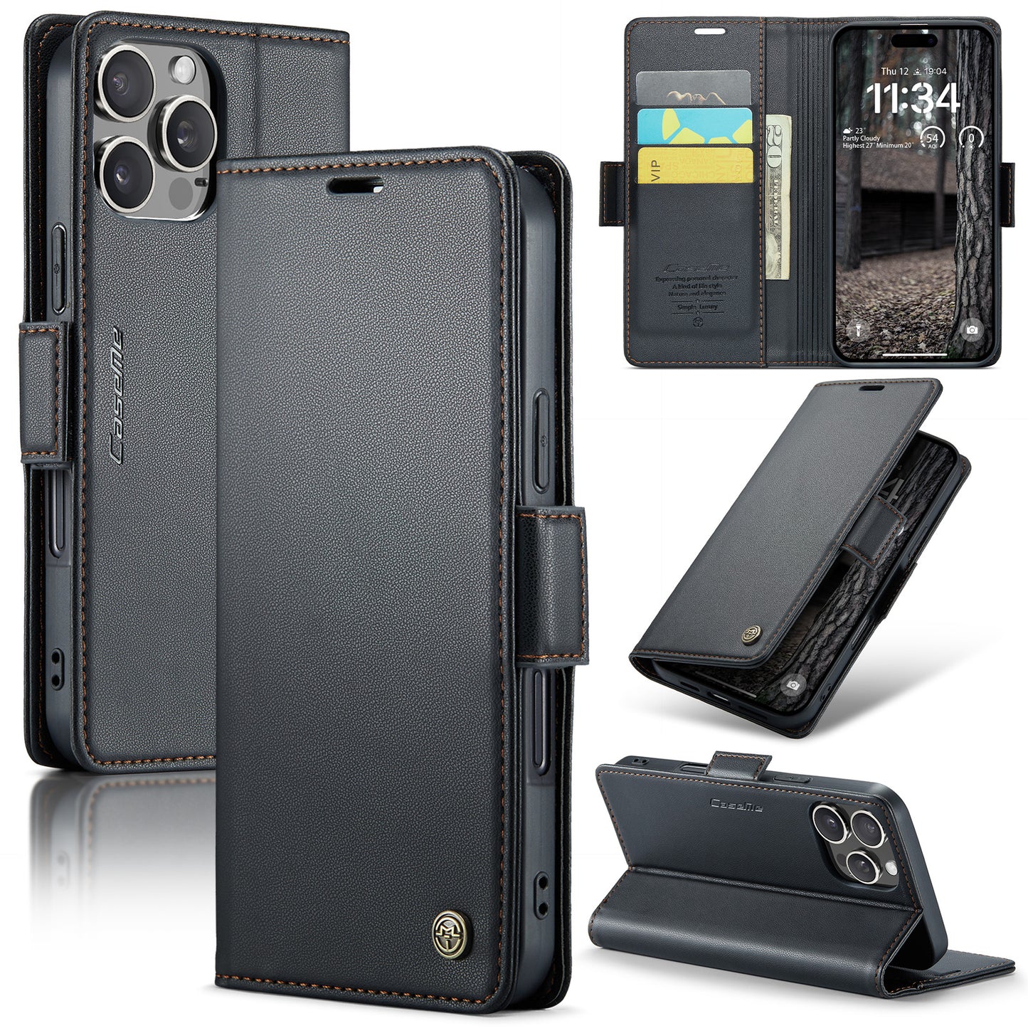 New RFID Blocking Card Holder Wireless Charging Phone Case for iPhone 16 Pro Max