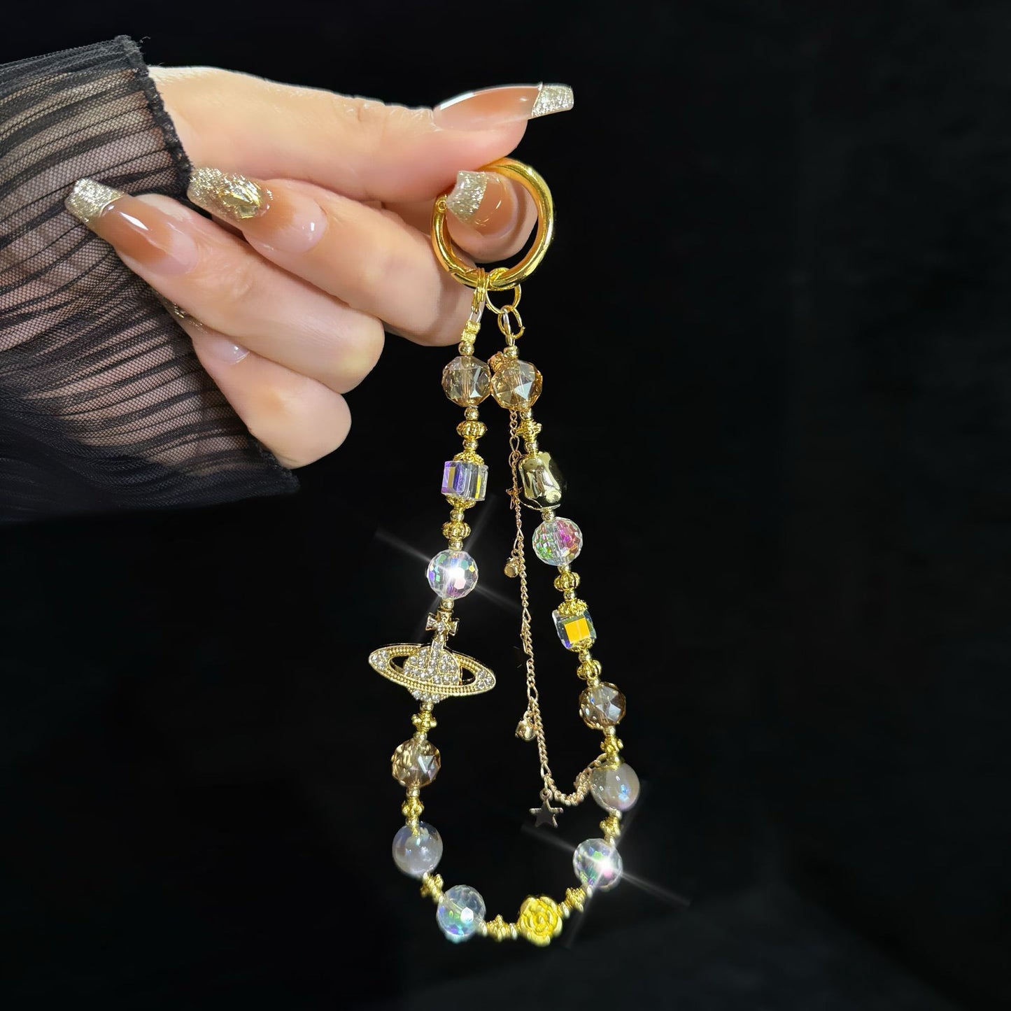 New Bling Rhinestone Butterfly Star Phone Lanyard Keychain Crystal Chain Pendant