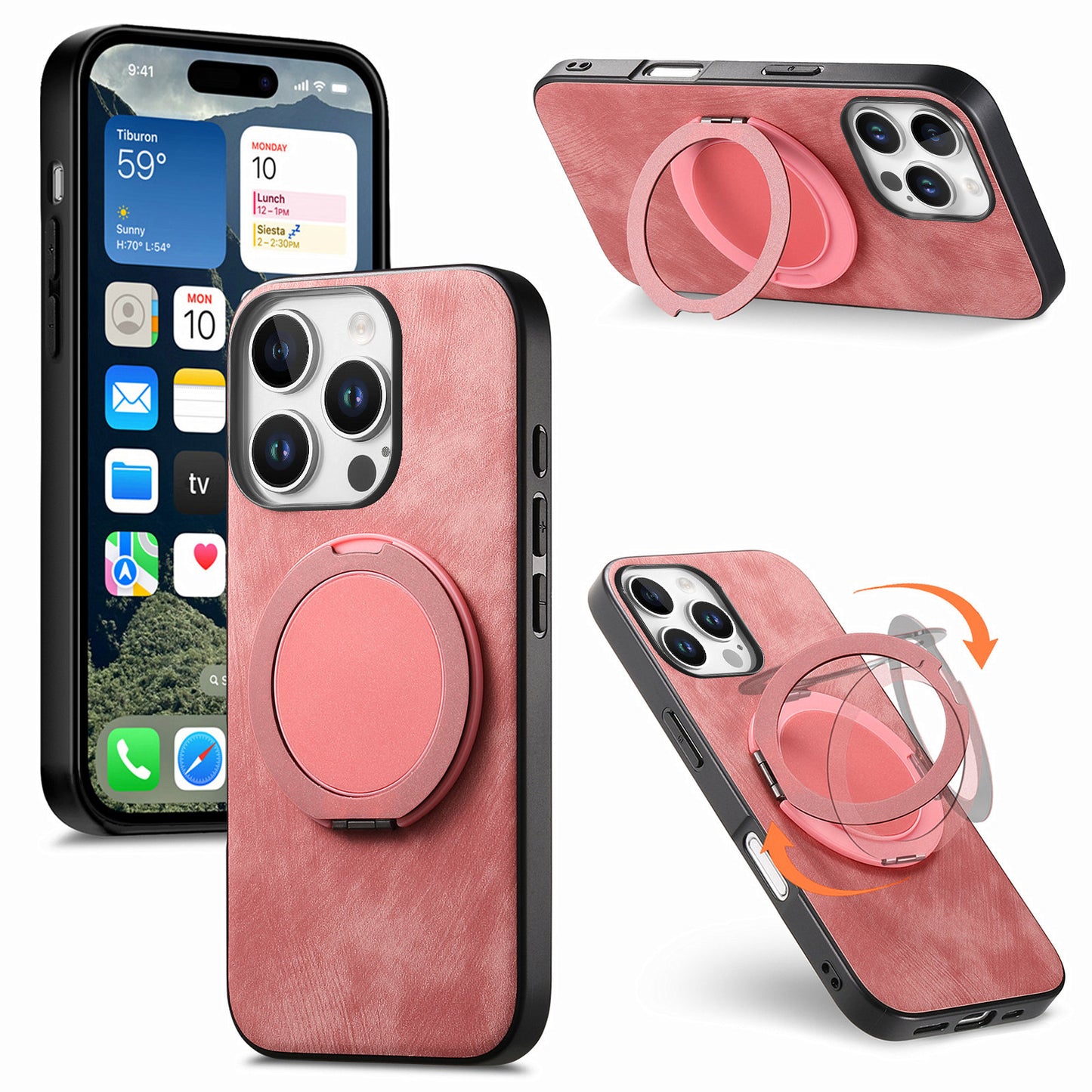 New Round Rotating Magnetic Ring Phone Case for iPhone