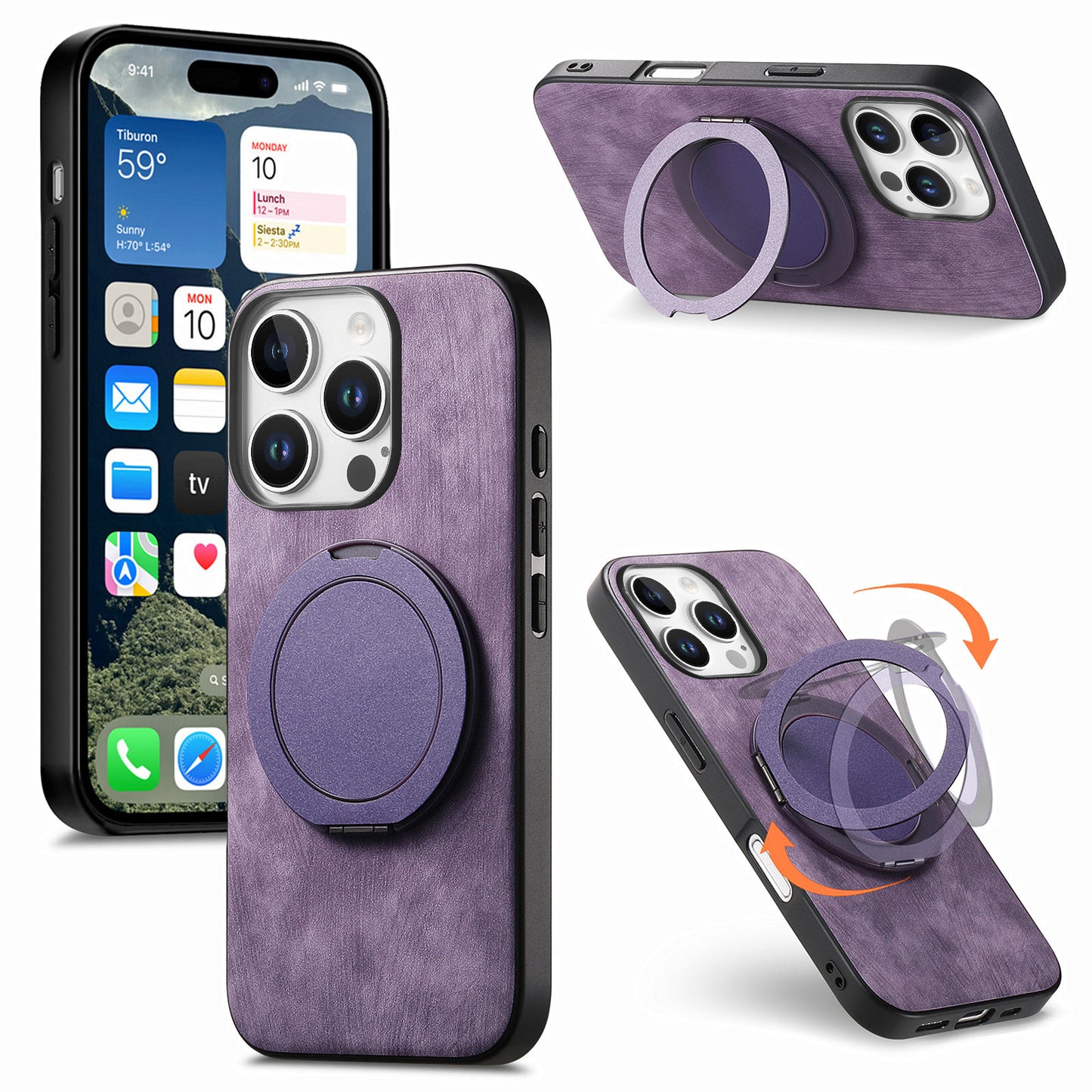 New Round Rotating Magnetic Ring Phone Case for iPhone