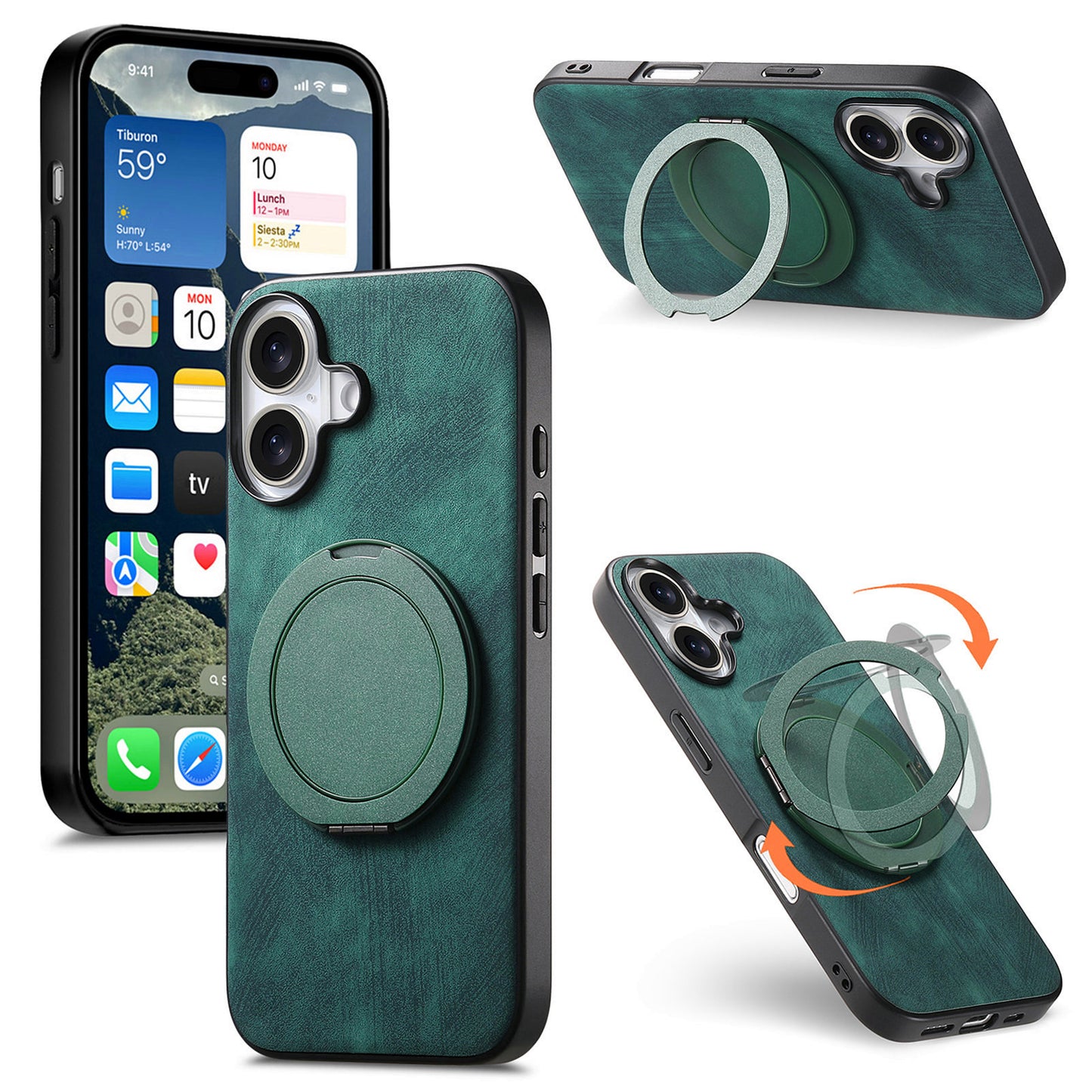 New Round Rotating Magnetic Ring Phone Case for iPhone
