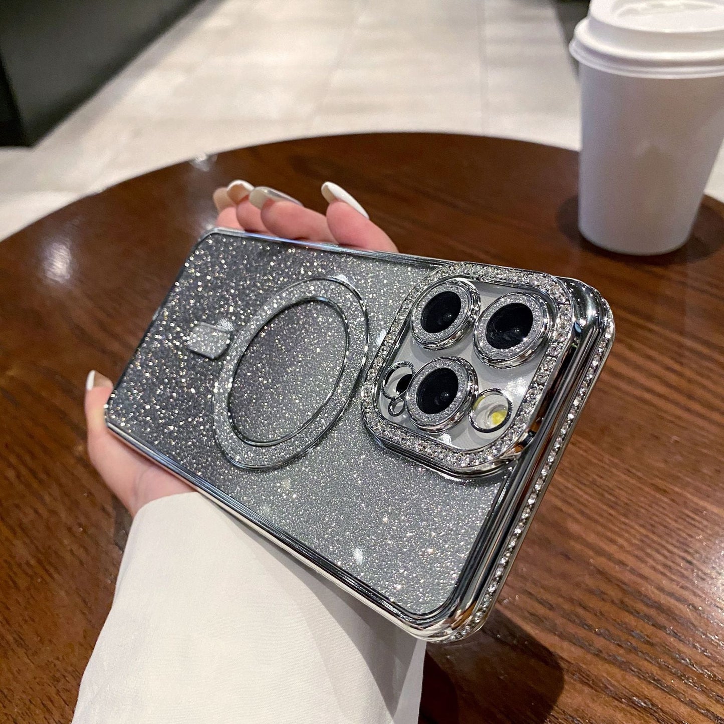 New Bling Bling Bling Glitter Lens Protector Magsafe Phone Case for iPhone