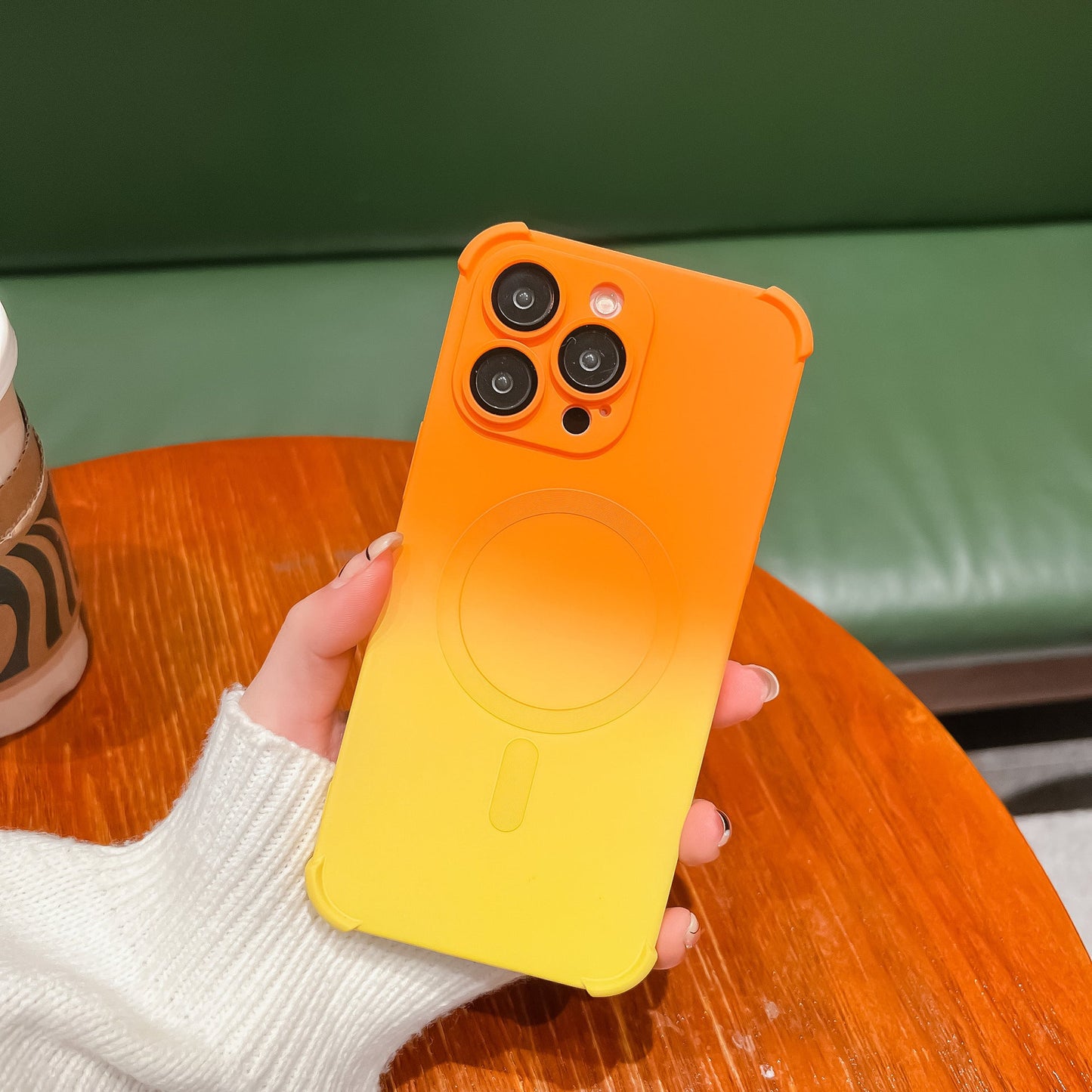 New Anti-drop Liquid Silicone Two-Color Gradient Magnetic with Lens Protector Case for iPhone