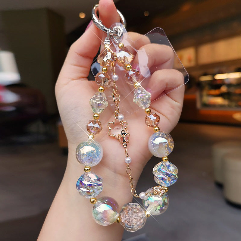 New Bling Rhinestone Dreamy Star Crystal Beads Phone Lanyard Keychain Pendant