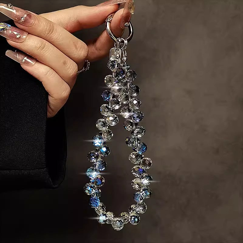 New Bling Rhinestone Crystal Beads Phone Lanyard Keychain Pendant