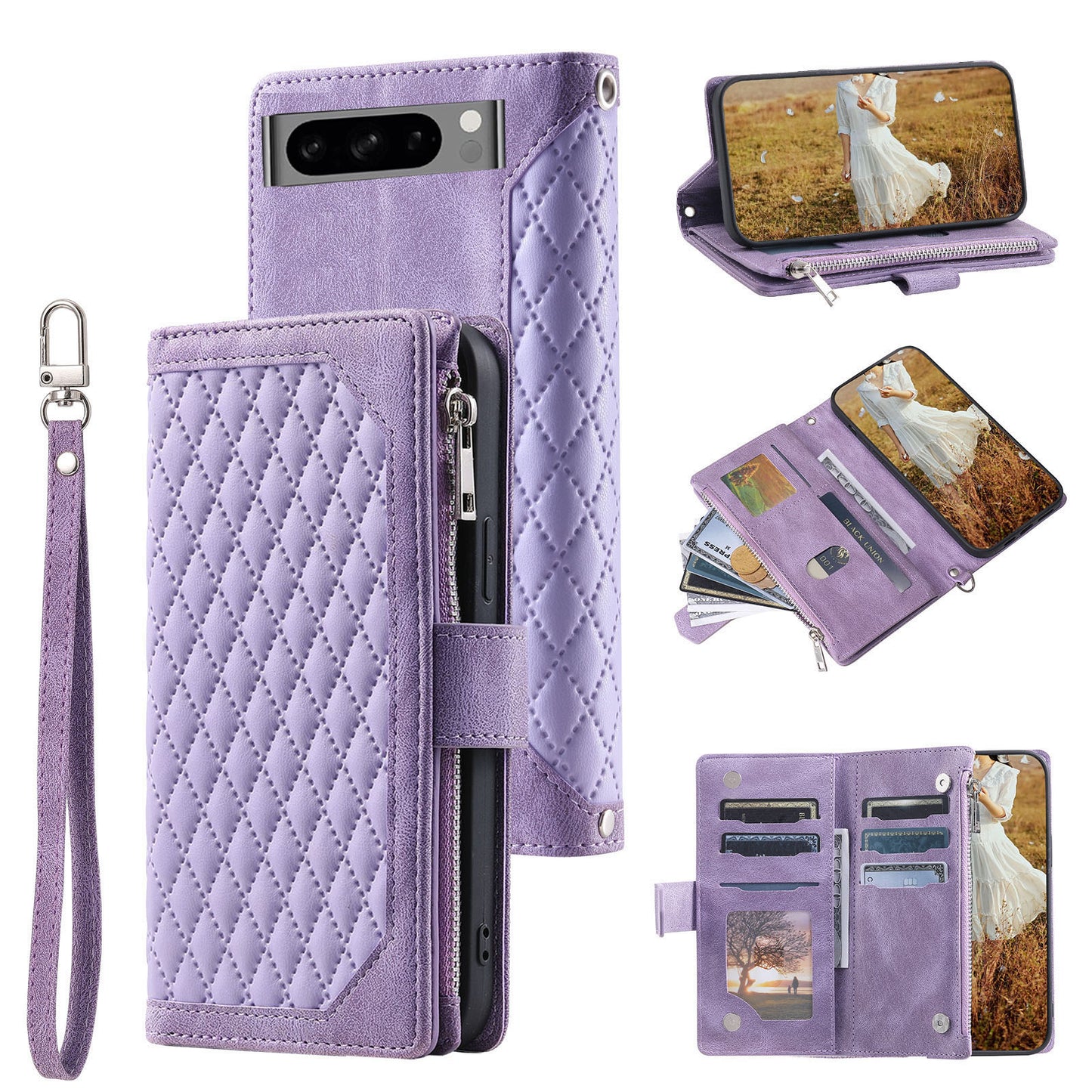 New Zipper Wallet Leather Phone Case for Google Pixel