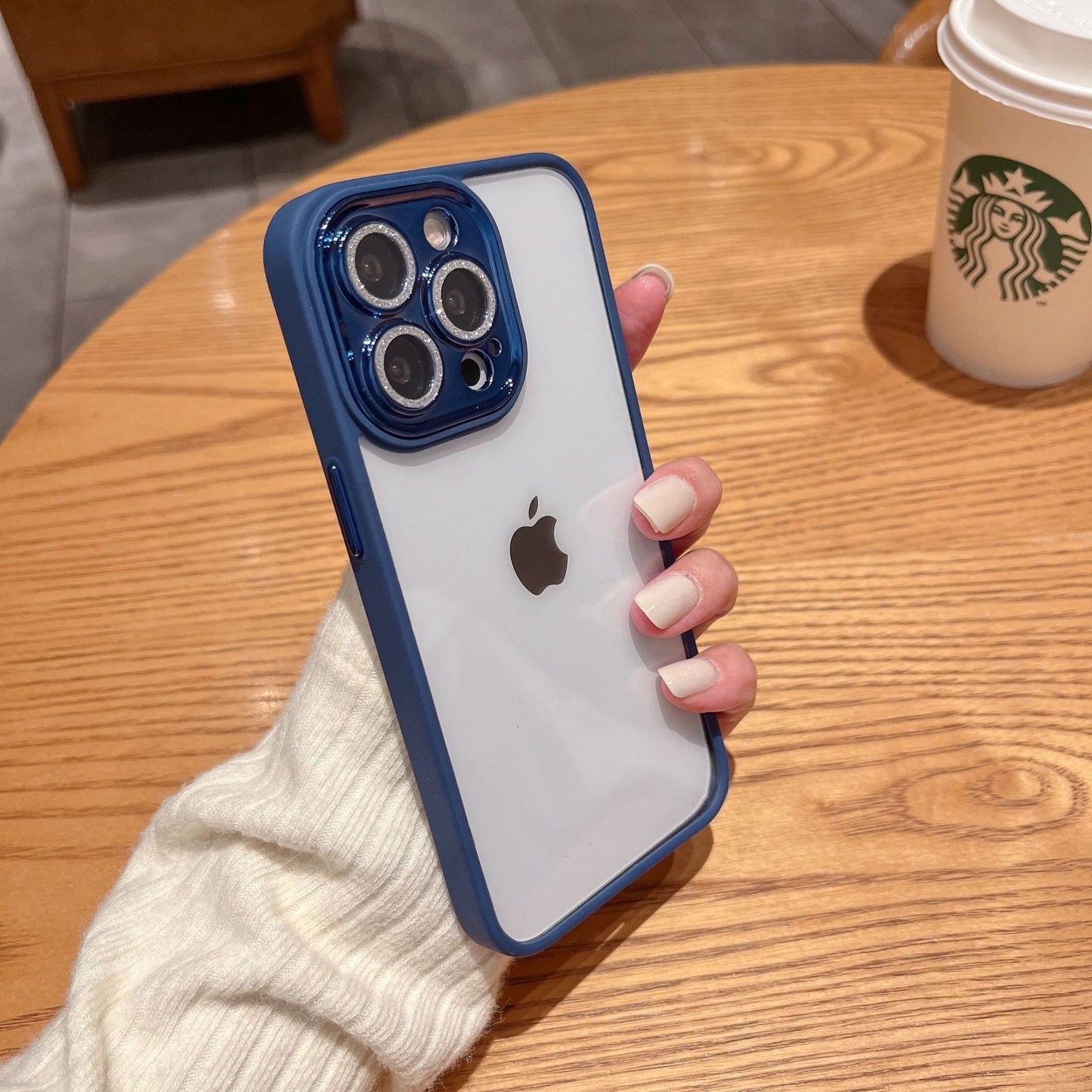 New Soft Edge Phone Case with Glitter Lens Protector for iPhone 14/13/12/Pro/Pro Max
