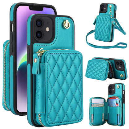 New RFID Blocking Crossbody Zipper Wallet Leather Phone Case for iPhone 12/12 Pro/12 Mini/12 Pro Max