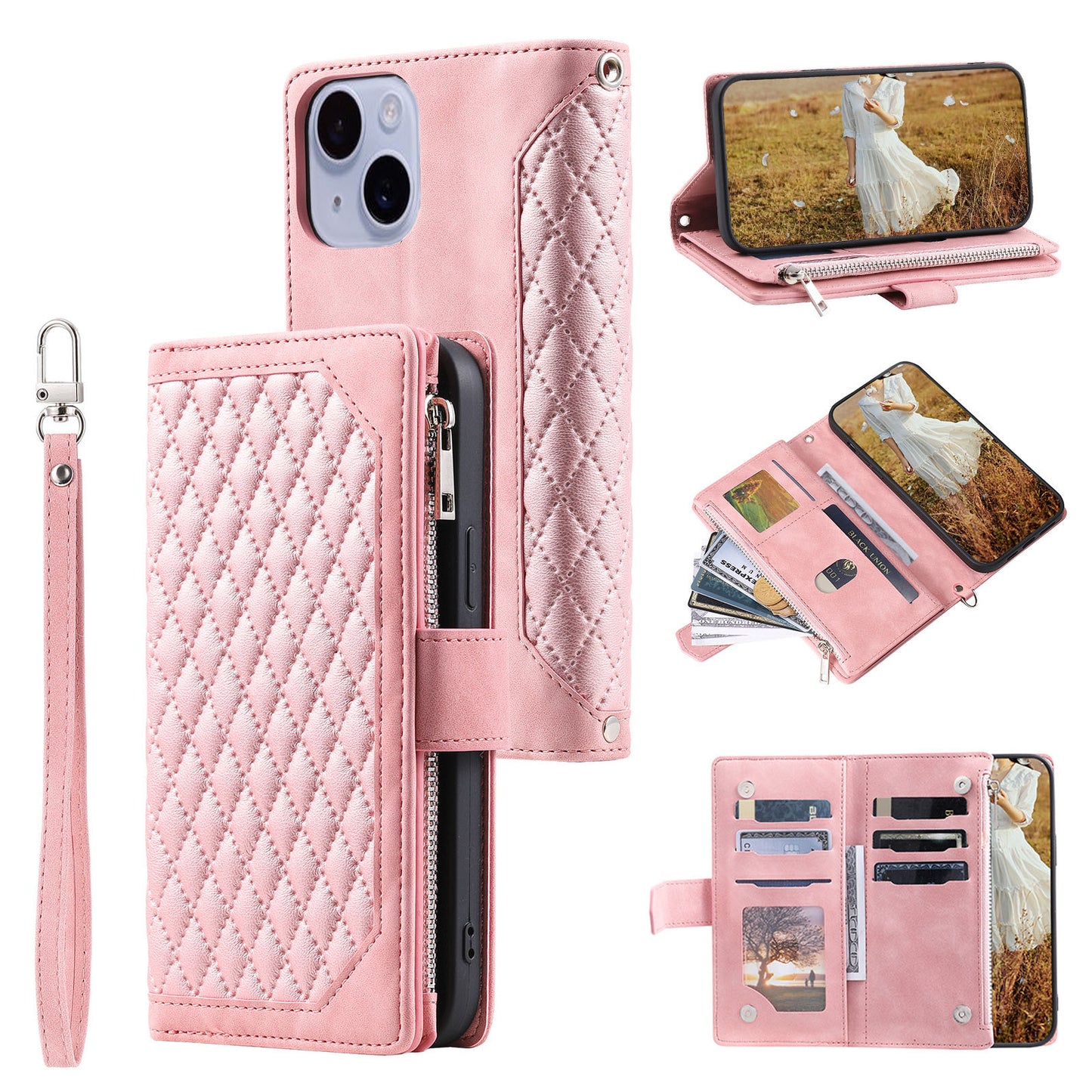 New Zipper Wallet Leather Phone Case for iPhone