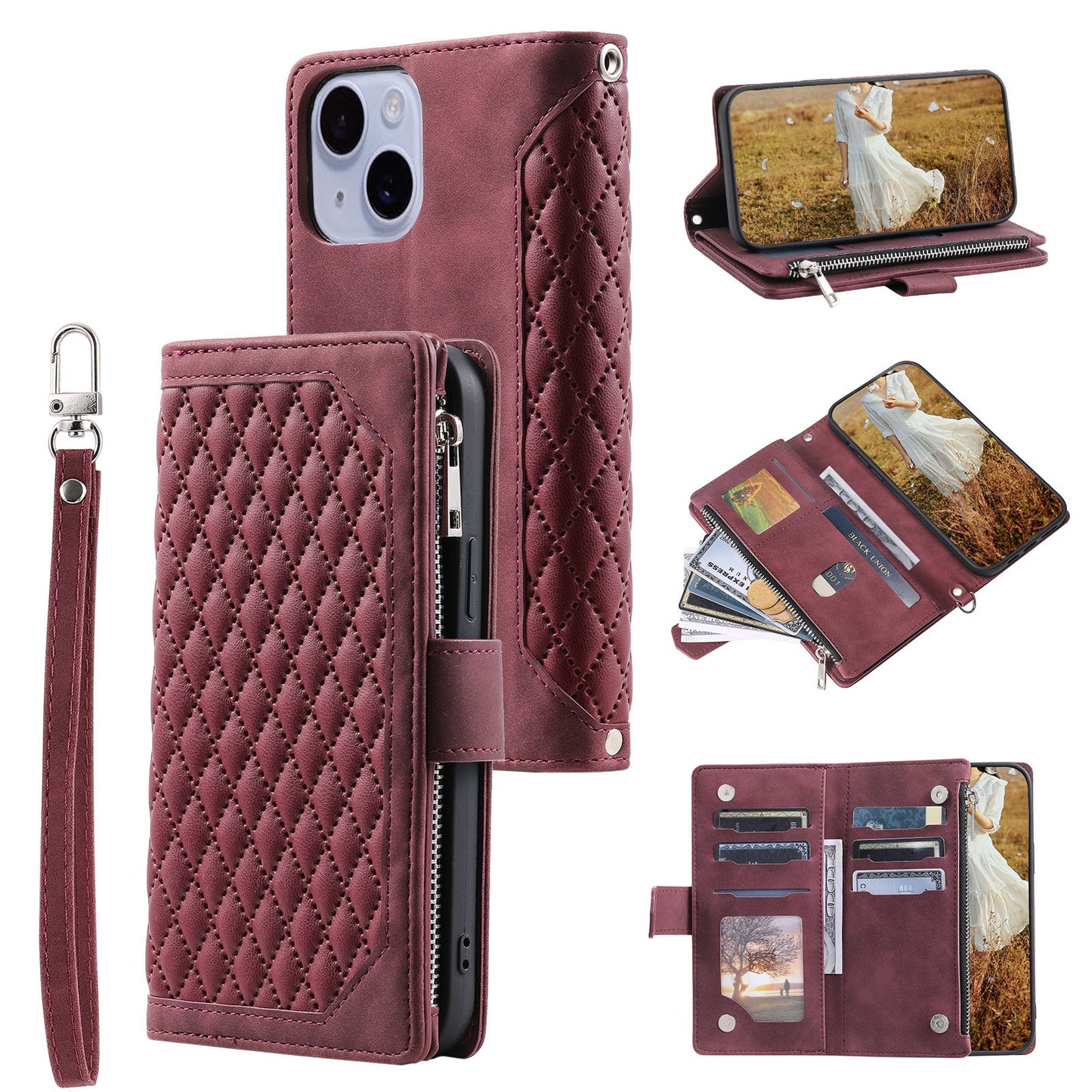 New Zipper Wallet Leather Phone Case for iPhone