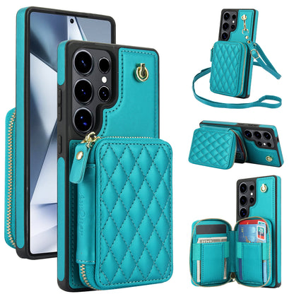 New RFID Blocking Crossbody Zipper Wallet Leather Phone Case for Samsung