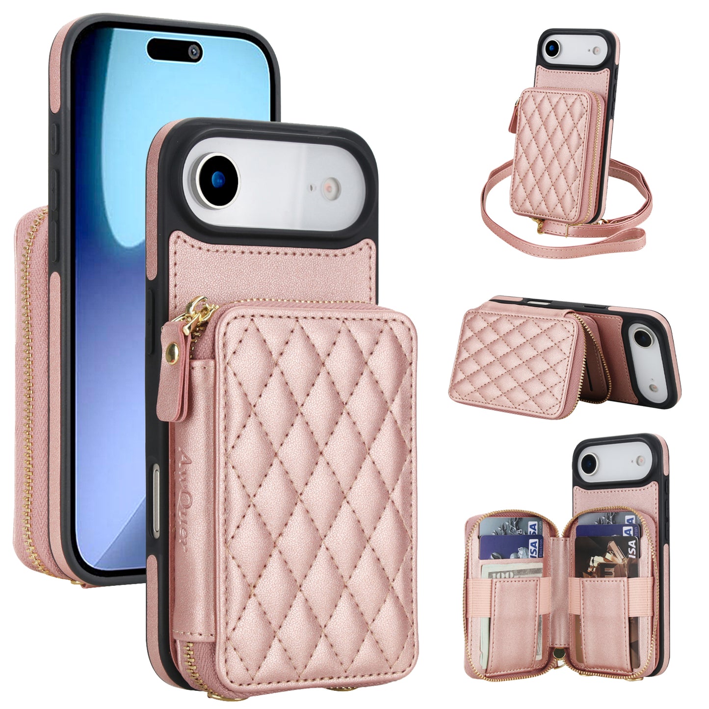 New RFID Blocking Crossbody Zipper Wallet Leather Phone Case for iPhone Air/17/17 Pro/17 Pro Max