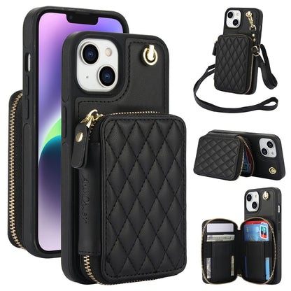 New RFID Blocking Crossbody Zipper Wallet Leather Phone Case for iPhone
