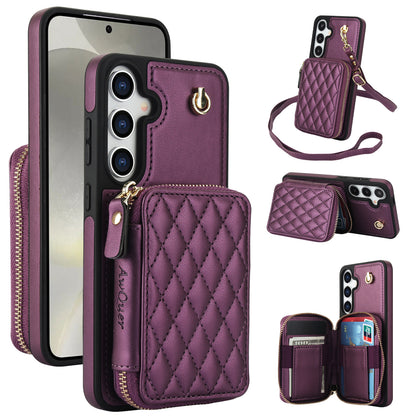 New RFID Blocking Crossbody Zipper Wallet Leather Phone Case for Samsung