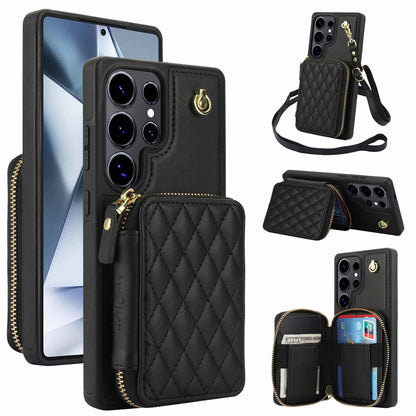 New RFID Blocking Crossbody Zipper Wallet Leather Phone Case for Samsung