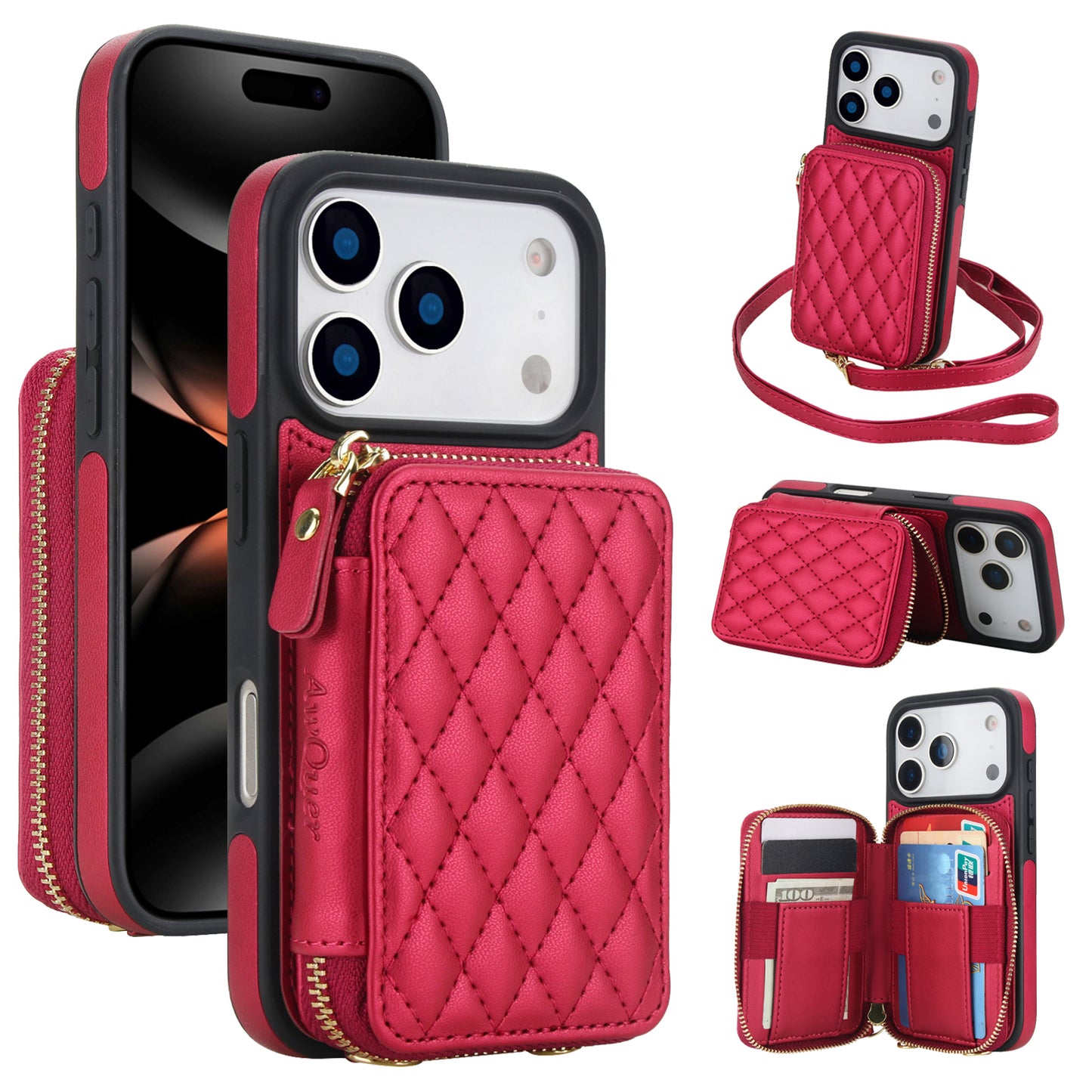 New RFID Blocking Crossbody Zipper Wallet Leather Phone Case for iPhone Air/17/17 Pro/17 Pro Max