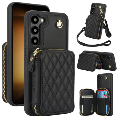 New RFID Blocking Crossbody Zipper Wallet Leather Phone Case for Samsung