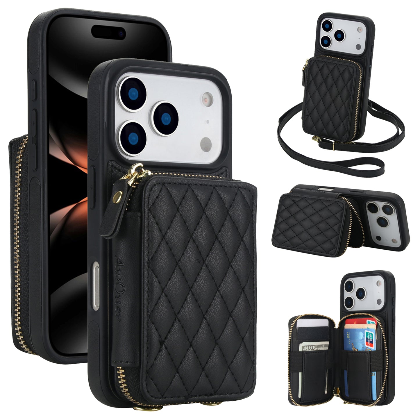New RFID Blocking Crossbody Zipper Wallet Leather Phone Case for iPhone Air/17/17 Pro/17 Pro Max
