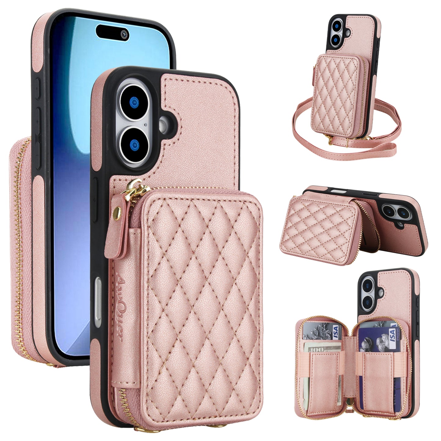 New RFID Blocking Crossbody Zipper Wallet Leather Phone Case for iPhone Air/17/17 Pro/17 Pro Max