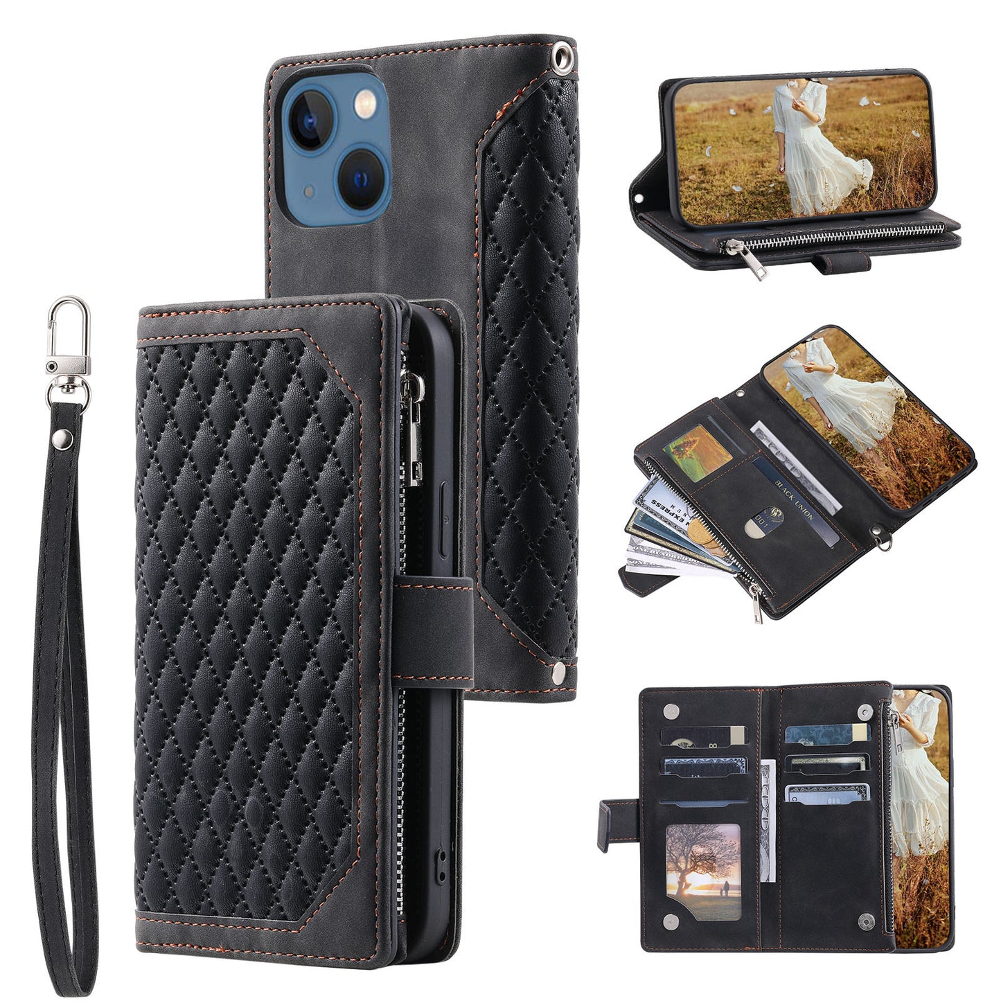 New Zipper Wallet Leather Phone Case for iPhone