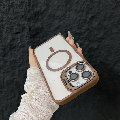 New Shockproof Clear Magnetic Case with Camera Kickstand Lens Cover for iPhone