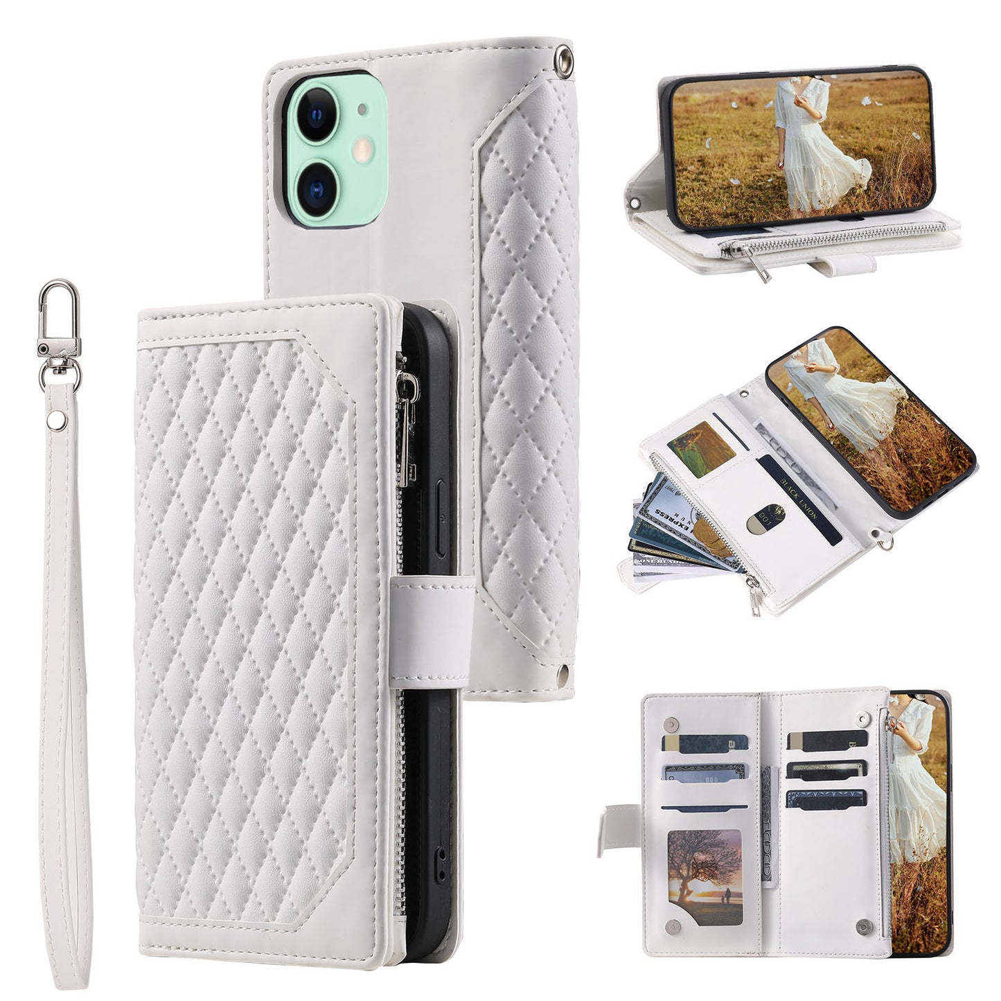 New Zipper Wallet Leather Phone Case for iPhone