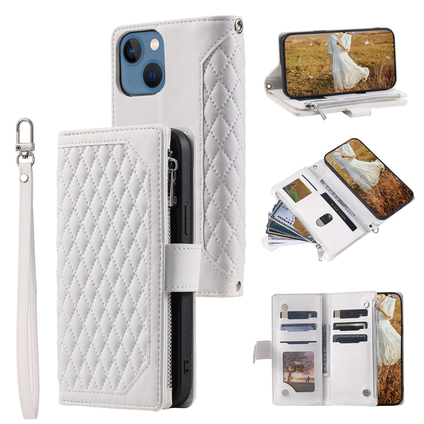 New Zipper Wallet Leather Phone Case for iPhone