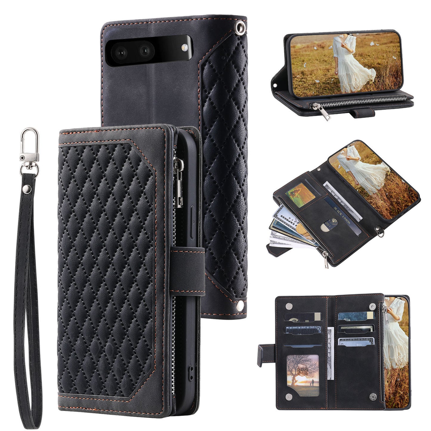 New Zipper Wallet Leather Phone Case for Google Pixel