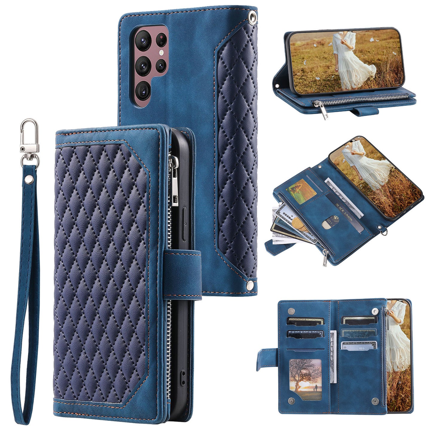 New Zipper Wallet Leather Phone Case for Samsung