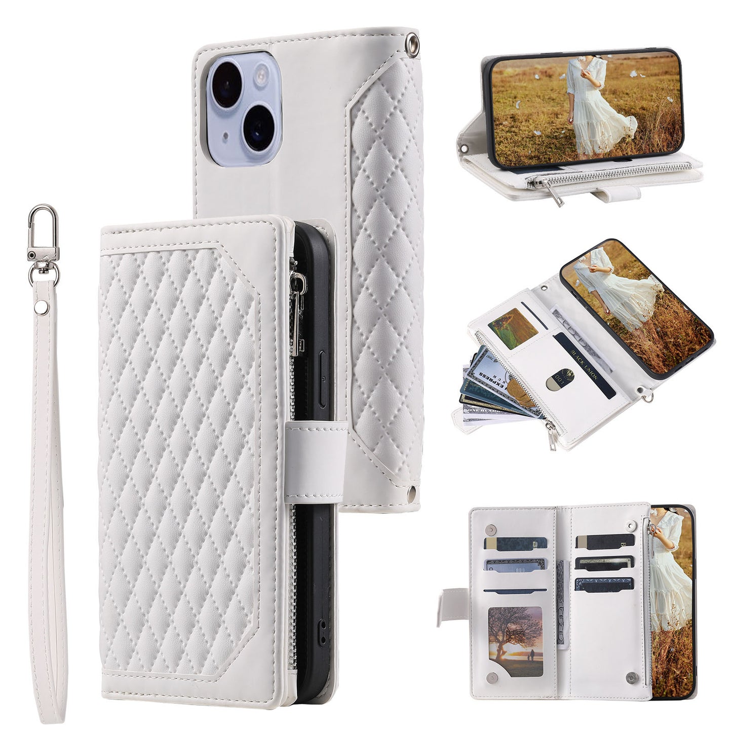 New Zipper Wallet Leather Phone Case for iPhone