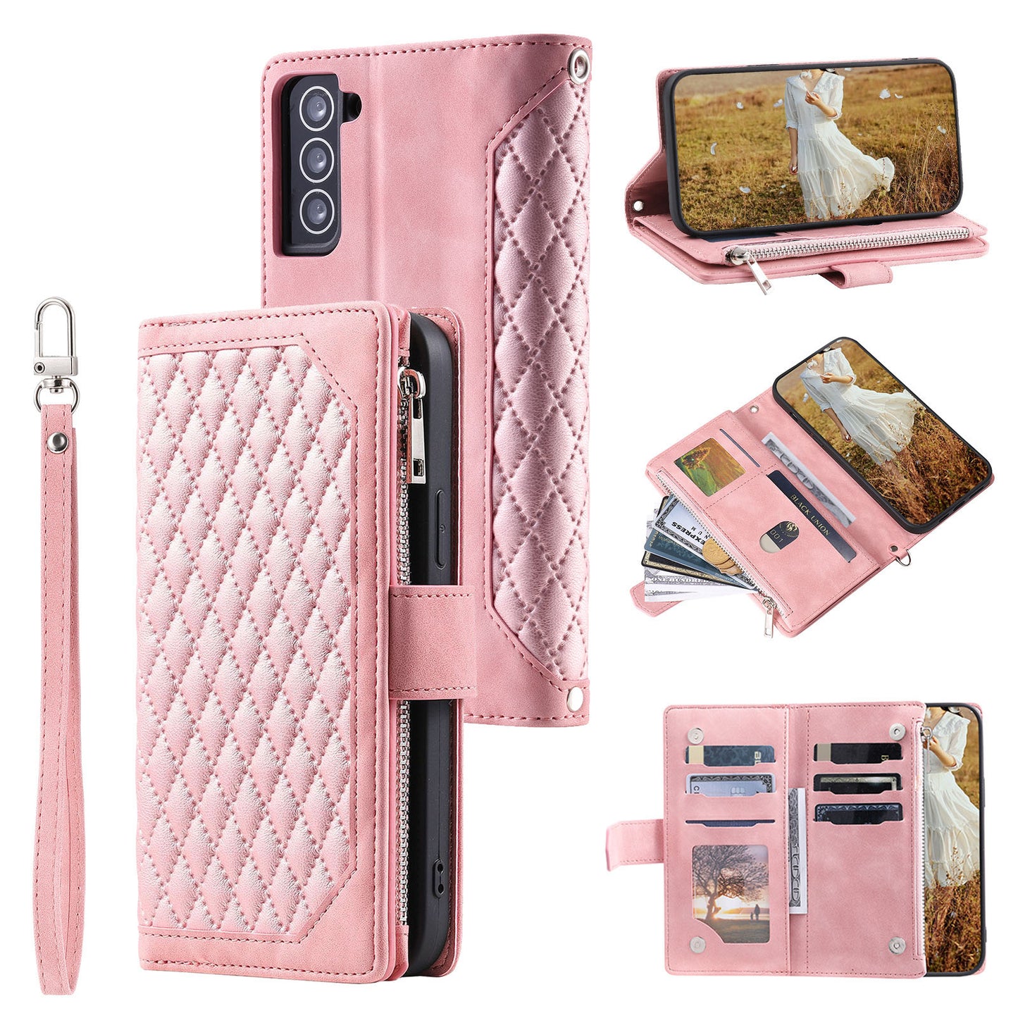 New Zipper Wallet Leather Phone Case for Samsung