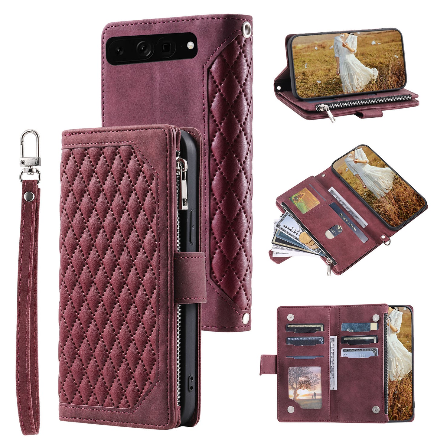 New Zipper Wallet Leather Phone Case for Google Pixel