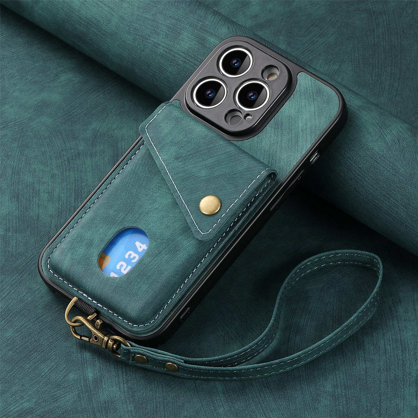 Big Sale - New Card Holder Leather Phone Case with Lanyard for iPhone 14/13/12/Pro/Plus/Mini/Pro Max